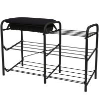 Этажерка д/обуви 3-х ярусная с ящиком матовый черный  ЭТП1-1/Ч