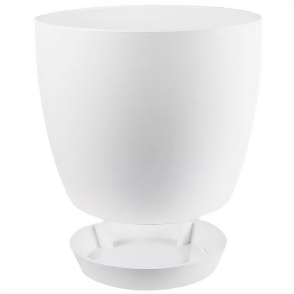 Кашпо 0,17л белый с под. (пласт+слюда) 101/7.5-1 /48шт/Mehrni