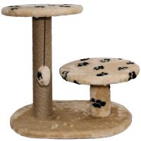 Когтеточка с двумя полками круг джут беж с игрушкой 37*57*55см/DONBARON