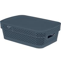 Корзина д/хранения Ajur 3л c крышкой прямоуг. космический серый KL4111 /12шт/ПР