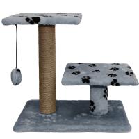 Когтеточка с двумя полками квадрат джут серый с игрушкой 37*57*55см/DONBARON