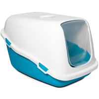 Туалет бокс д/кошек Клозет закрытый синий/белый 57*39*35см/20461016/Триол