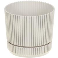 Кашпо СТРИП 110мм 0,6л кремовый с прикр. под. М3245 /18шт/М-пласт