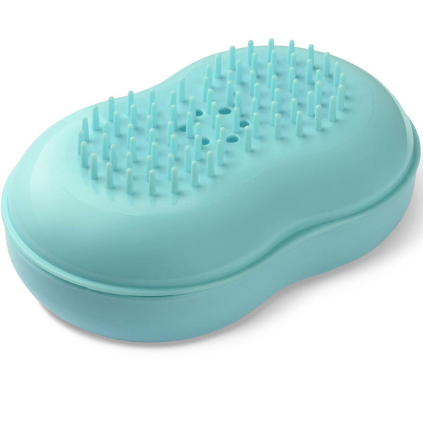 Мыльница закрытая Вояж с щеткой светло-бирюзовый С13 /38шт/Мартика