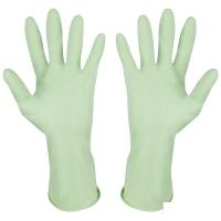 Перчатки латексные с хлопковым напылением зеленые М /101279/