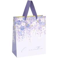 Пакет подарочный 33*42*12см "Purple flowers" матовая ламинация MESHU /Рельеф