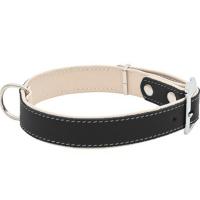 Ошейник кожа 25мм BEST двойной с подворотом 36-46см черный/10225450-07/Каскад