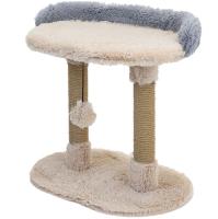 Когтеточка Лежанка ПУХ-1 с двумя столбиками джут,пушистый мех 58*36*39см/82054 серая/Дарэленд