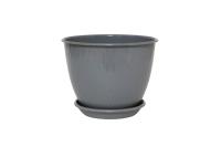 Цветочный горшок Корсика 1,8л серый муссон с поддоном 5PL0293