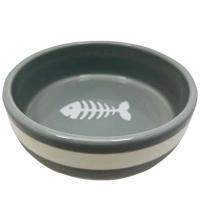 Миска керамика серая с белой рыбкой 13,4*13,4*4см 320мл/МКР2105/Евро
