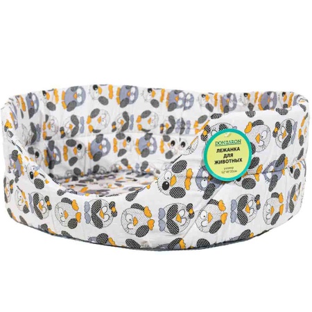 Лежанка овальная стеганая поролоновая хлопок ЗОО МИКС 52*46*20см/DONBARON
