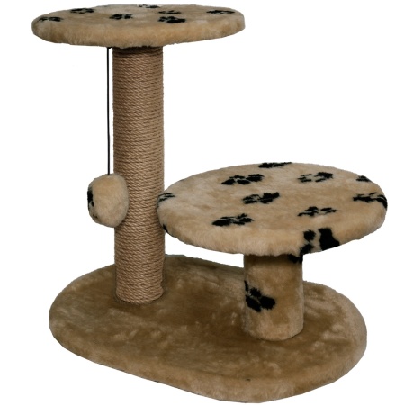 Когтеточка с двумя полками круг джут коричневый с игрушкой 37*57*55см/DONBARON