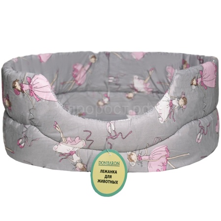 Лежанка овальная стеганая поролоновая хлопок ЗОО МИКС 52*46*20см/DONBARON