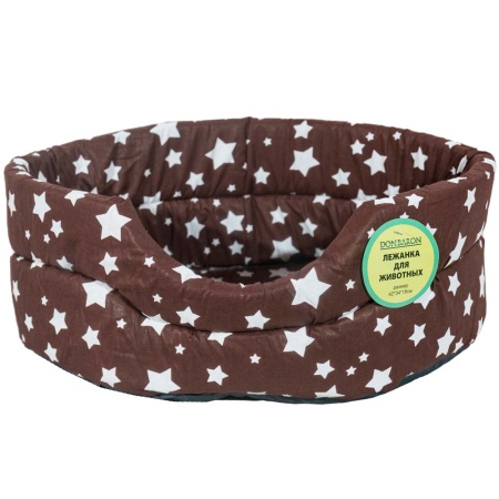 Лежанка овальная стеганая поролоновая хлопок Звезды МИКС 52*46*20см/DONBARON
