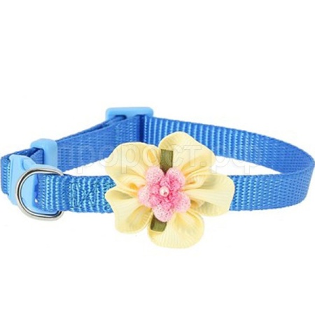 Ошейник нейлон 10мм с пряжкой-защелкой бантом 20-30см голубой/00210020-16/Каскад