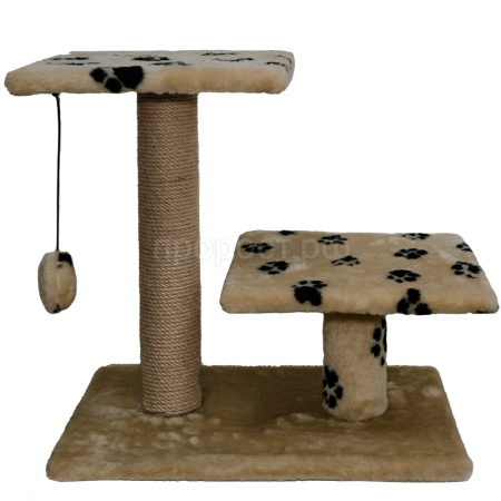 Когтеточка с двумя полками квадрат джут коричневый с игрушкой 37*57*55см/DONBARON