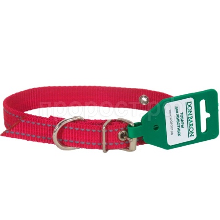 Ошейник 1сл капрон 20мм красный со светоотражающими полосами DONBARON