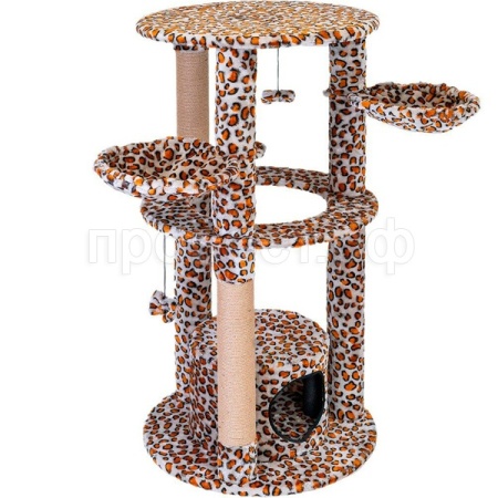 Когтеточка Комплекс КОЛИЗЕЙ разборный 3-х уровневый домик,полка,гамак 58*58**120см барс/8783/Дарэл