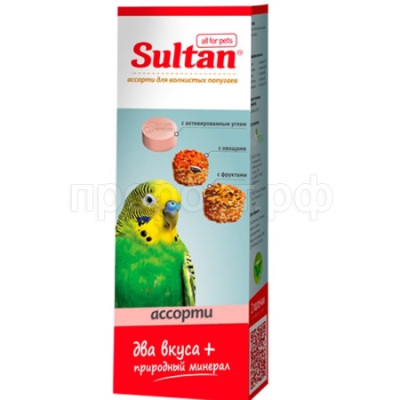 Лакомство д/птиц Палочки Султан д/волн.попугаев с актив.углем,овощи,фрукты ассорти/3шт/18шт/0757 ЧЗ