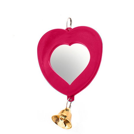 Игрушка для птиц Зеркало Сердечко с колокольчиком