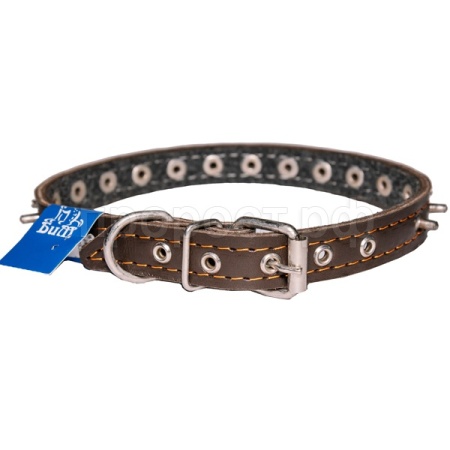 Ошейник кожа 20мм с украшением и шипами на фетре 44-46см/40632