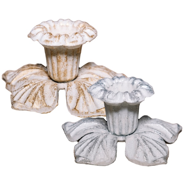 ДЕКОР Подсвечник Цветок бел серебро РЗДИ/1шт