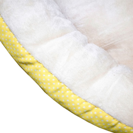 Лежанка ватрушка плюш желтый горох 56*17см/DONBARON