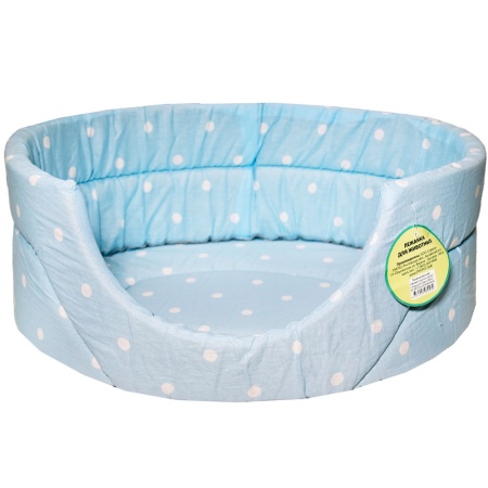 Лежанка овальная стеганая поролон хлопок с подушкой Горох МИКС 42*34*18см/DONBARON