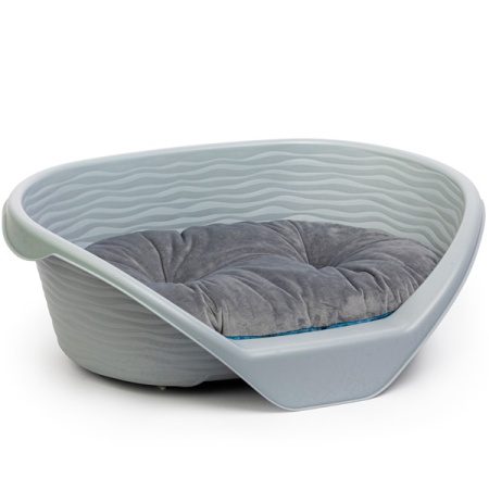 Лежанка пластиковая с подушкой серый/М8410