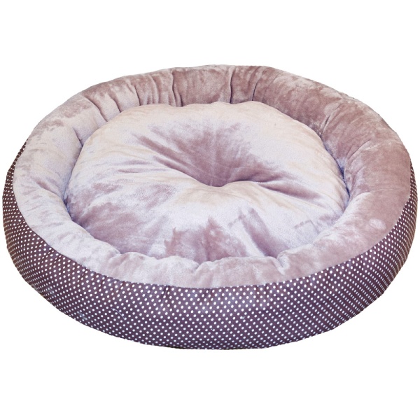 Лежанка ватрушка плюш коричневый горох 70*17см/DONBARON