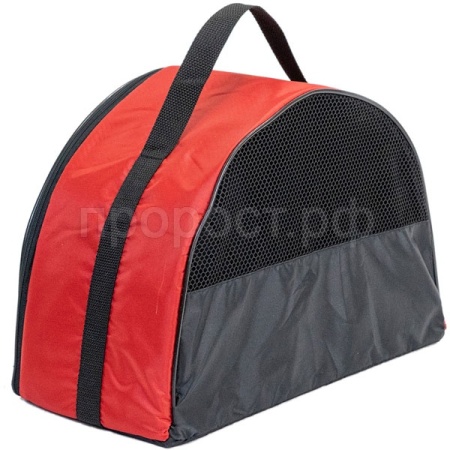 Сумка переноска ЧИП Полукруглая №1 нейлон с сетчатым окном 38*18*25см красная/9046красная/Дарэлл