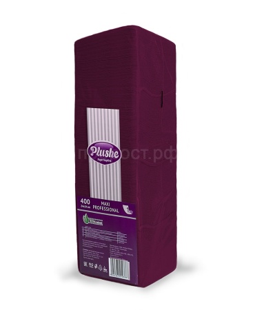 Салфетки бумажные 1 слой "Plushe Maxi Professional" с тиснением бордо(интенс) 400 листов 2023-1
