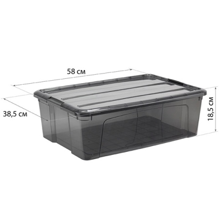 Ящик КИП с крышкой 30л 58x38,5x18,5см черно-прозрачный М2338 /5шт/М-пласт