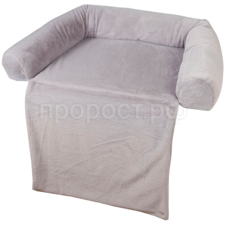 Лежанка с пледом на диван (мех) серый/03715-2/1/Ксоди