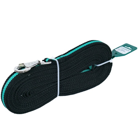 Поводок капрон 20мм*10м черный с зелёной полосой  DONBARON