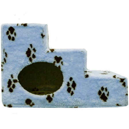 Лестница домик для животных мех лапы на сером 39*55*37Н DONBARON